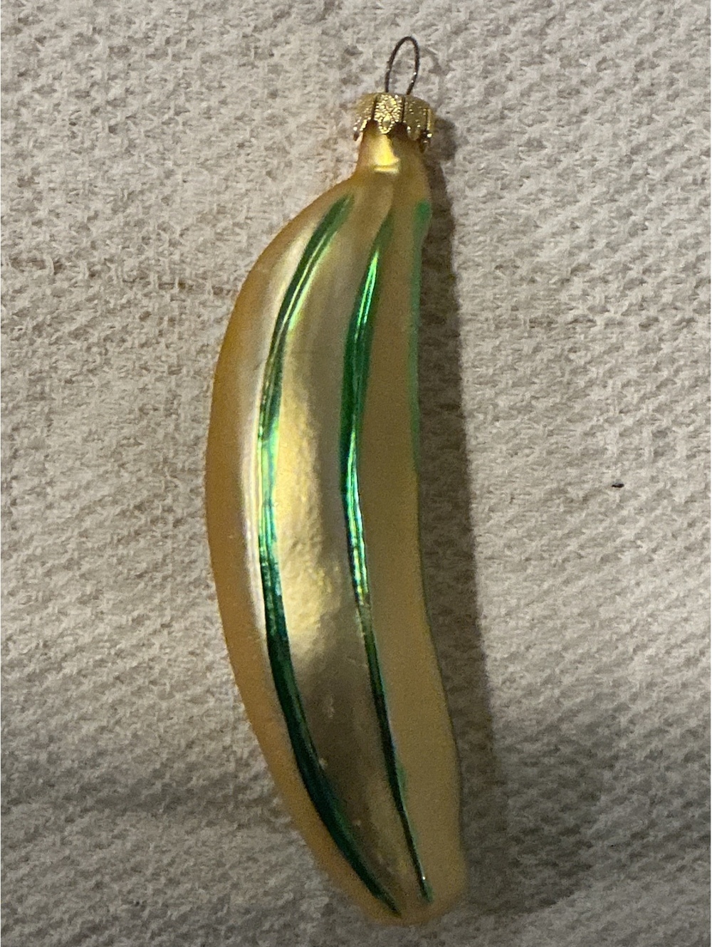 Vintage German Blown Glass Banana Christmas Ornament, Made in Germany